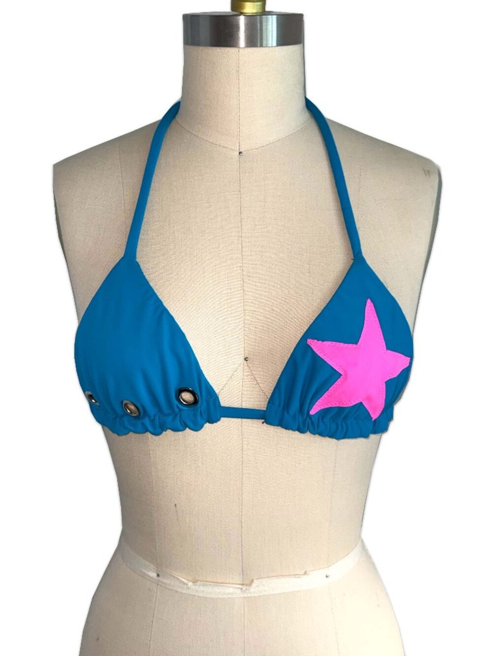 handmade pink patchwork star bikini top ♡